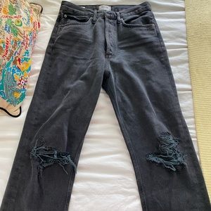 Agolde Mid Rise loose fit jeans in black denim